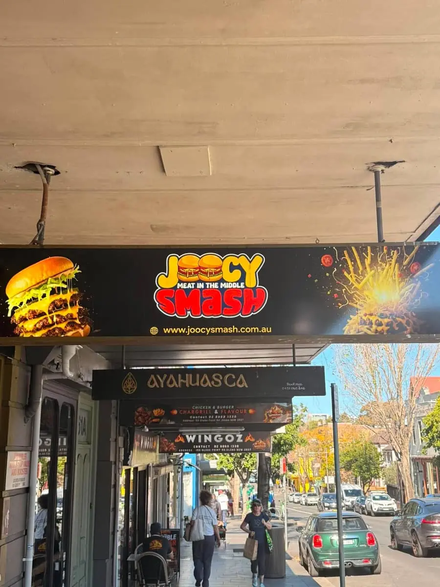 Joocy Smash storefront signage on Glebe Point Road
